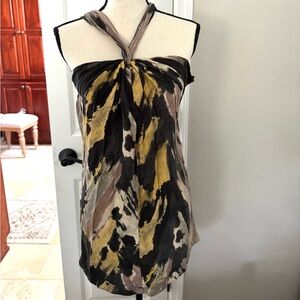 Bordeaux Los Angeles Halter Dress in Black and Gold (medium)